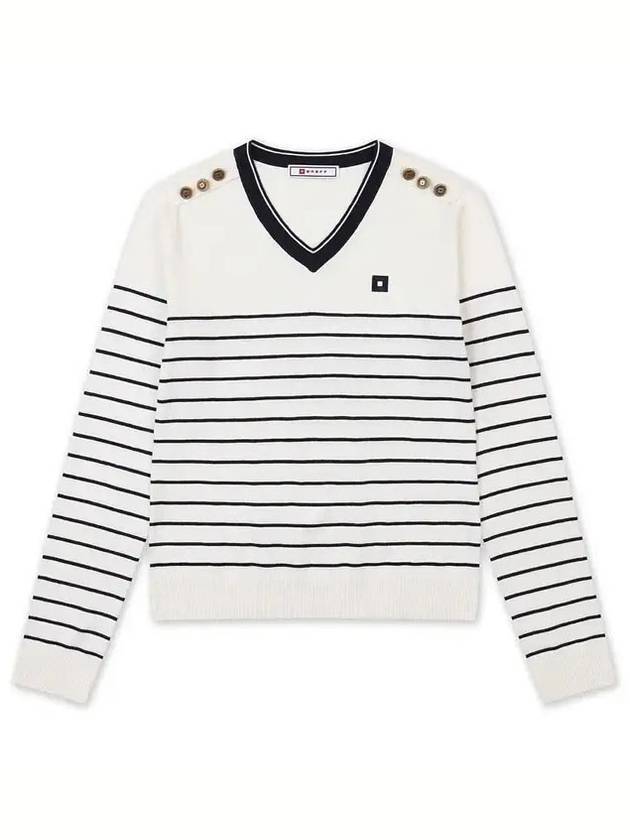 golfwear striped long sleeve sweater white navy - ONOFF - BALAAN 1