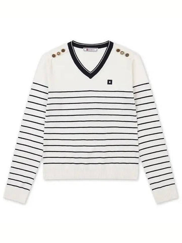 golfwear striped long sleeve sweater white navy - ONOFF - BALAAN 1