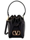 Signature V Logo Leather Mini Bucket Bag Black - VALENTINO - BALAAN 2