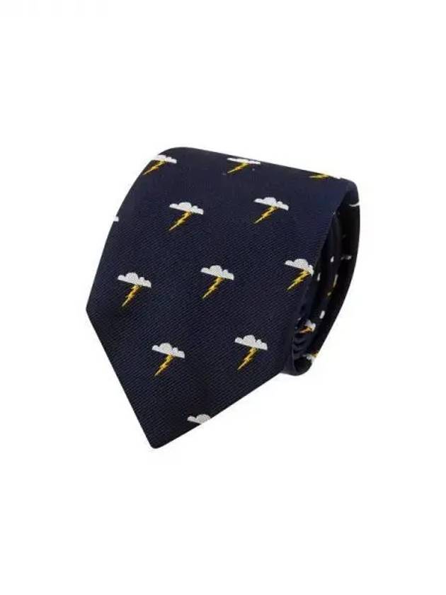 30 9 29 Lightning Pattern Silk Tie Navy 271909 - PAUL SMITH - BALAAN 1