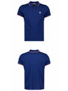 Stripe Trimming Logo Short Sleeve Polo Shirt Indigo Blue - MONCLER - BALAAN 5