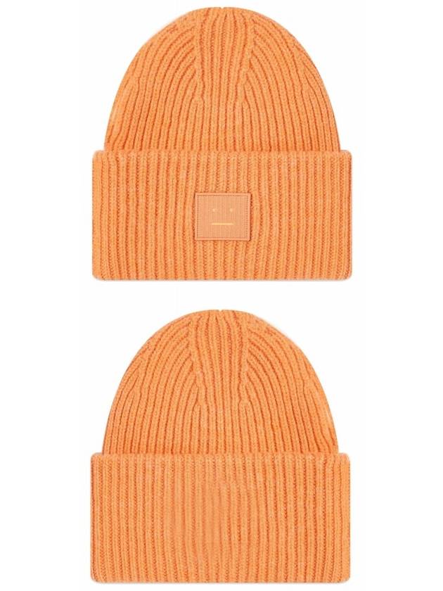 Face Patch Ribbed Wool Beanie Orange - ACNE STUDIOS - BALAAN 6