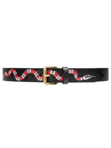 Kingsnake Leather Belt Black - GUCCI - BALAAN 1