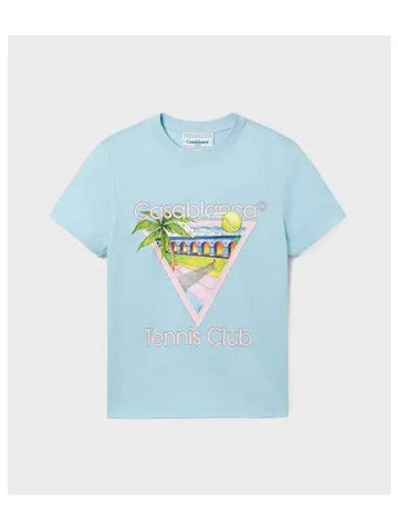 Women s Tennis Club Fitted T Shirt Blue ICON PRINTED - CASABLANCA - BALAAN 1