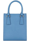 Triangular Logo Saffiano Leather Tote Bag Blue - PRADA - BALAAN 6