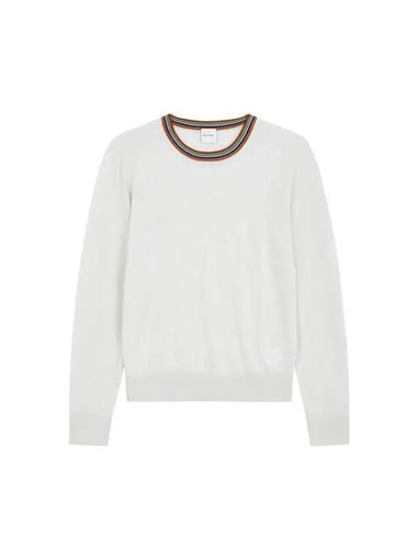 Women s Striped Crew Neck Wool Knit Off White 270239 - PAUL SMITH - BALAAN 1