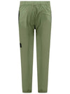 Men's Compass Patch Light Stretch Cotton Canvas Track Pants  Sage Green - STONE ISLAND - BALAAN 4