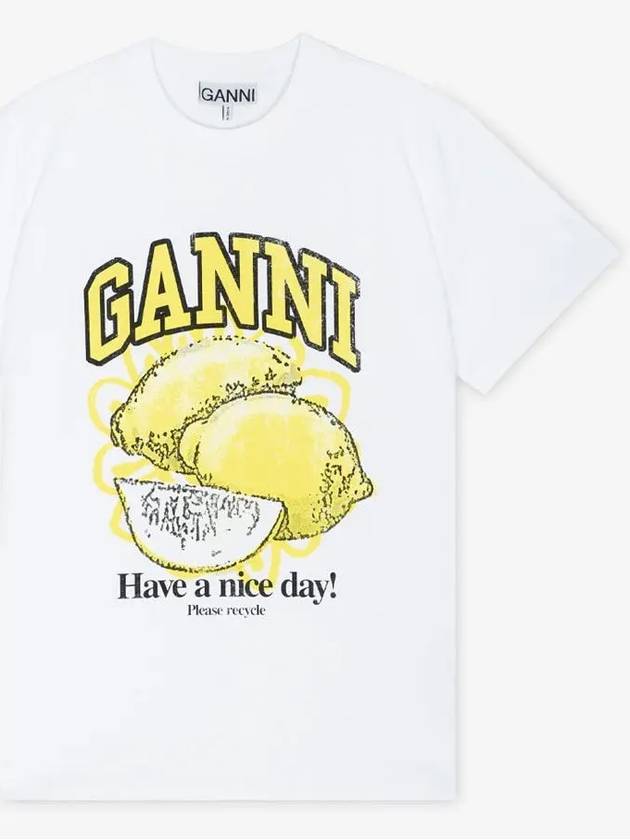 Relaxed Lemon T-Shirt Bright White - GANNI - BALAAN 3