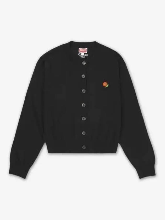 Pop Embroidered Crew Neck Cardigan Black - KENZO - BALAAN 2