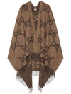 Reversible Jumbo GG Cashmere Cape Brown - GUCCI - BALAAN 1