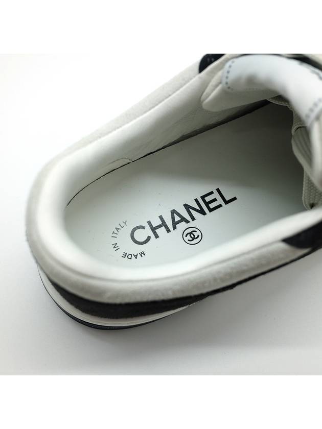 CC Logo Suede Kidskin Low Top Sneakers Black - CHANEL - BALAAN 9