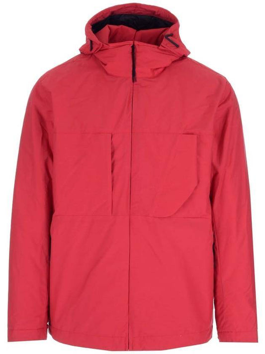 Compass Embroidered Hooded Jacket Red - STONE ISLAND - BALAAN.
