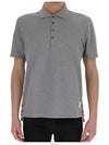 Men's Cotton Pique Center Bag Striped Short Sleeve Polo Shirt Grey - THOM BROWNE - BALAAN 4