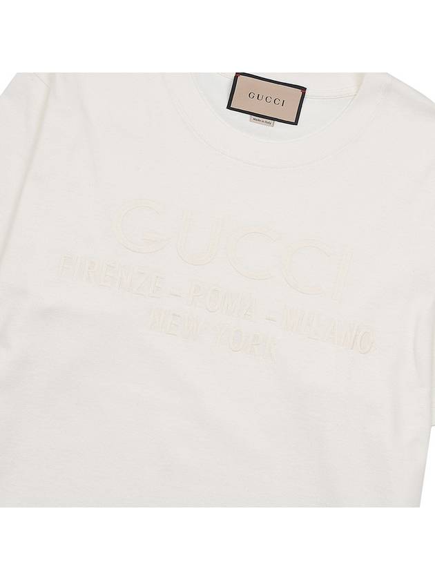 Embroidered Logo City Short Sleeve T-Shirt White - GUCCI - BALAAN 6