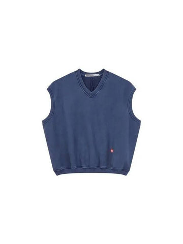 UNISEX Apple Logo Oversized Vest Blue - ALEXANDER WANG - BALAAN 1