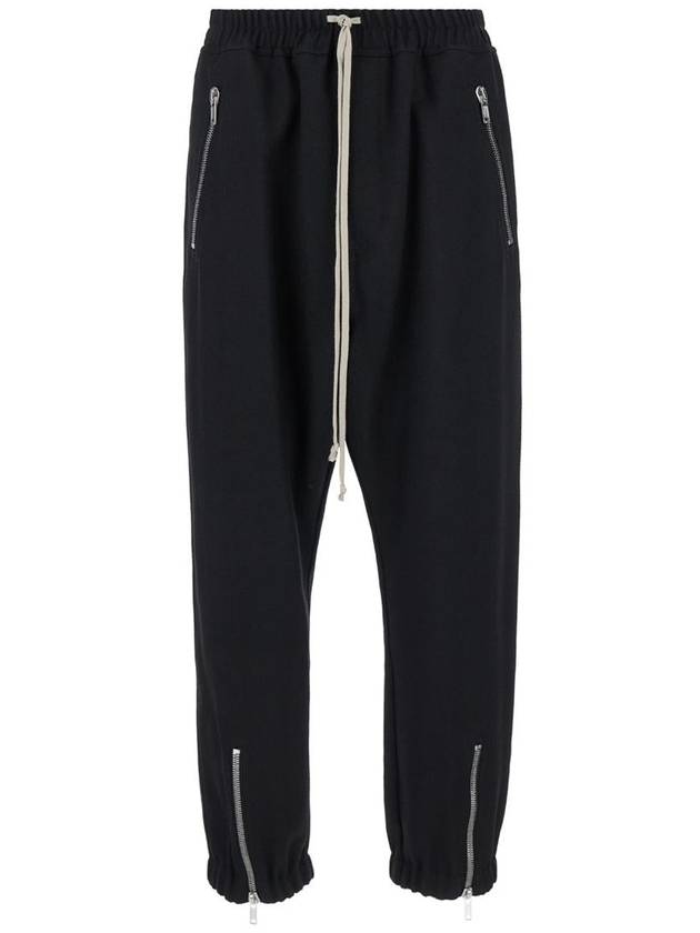 Black Track Pants With Oversized Drawstring In Wool Man - RICK OWENS - BALAAN 1