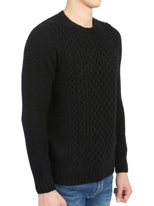 Crew Neck Lambswool Knit Top Black - DRUMOHR - BALAAN 4