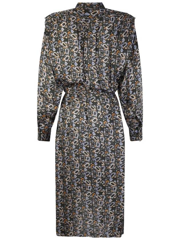 Leidy Floral Printed Long Sleeve Shirt Midi Dress Black - ISABEL MARANT - BALAAN 5