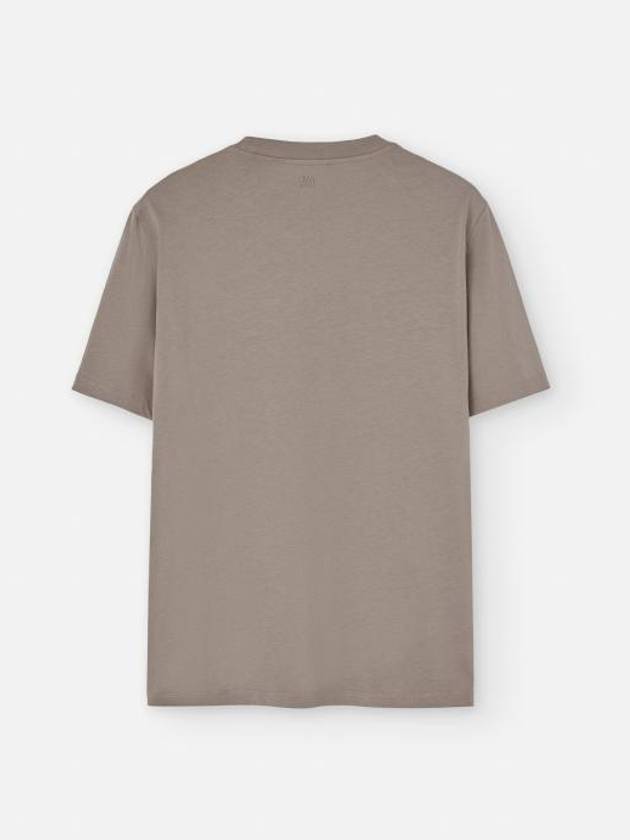 Tone On Tone Heart Logo Organic Cotton Short Sleeve T-Shirt Brown - AMI - BALAAN 3