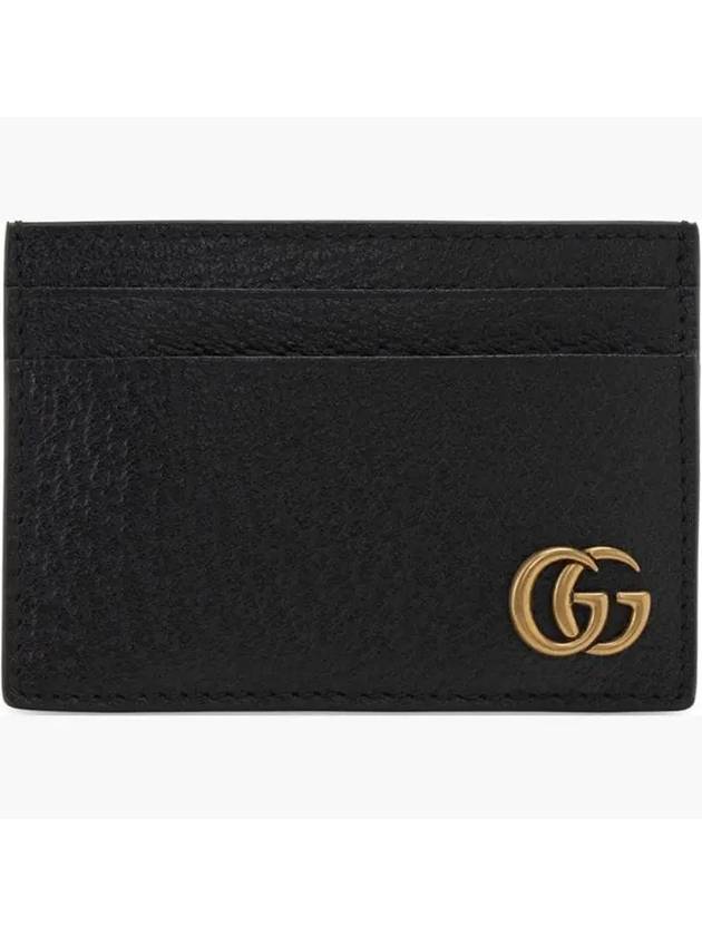 GG Marmont Leather Card Wallet Black - GUCCI - BALAAN 2