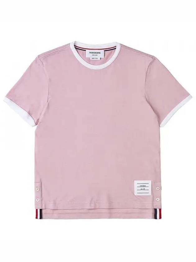 Women's Melange Jersey Ringer Short Sleeve T-Shirt Light Pink - THOM BROWNE - BALAAN 2