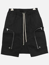 Bauhaus Pods Zipped Cargo Pockets Cotton Shorts Black - RICK OWENS - BALAAN 3