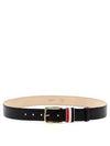 Men's Three Stripes Tab Pebbled Leather Belt Black - THOM BROWNE - BALAAN 2