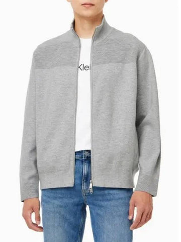 JEANS Men s stand collar knit zip up cardigan light gray J326589P01 - CALVIN KLEIN - BALAAN 1