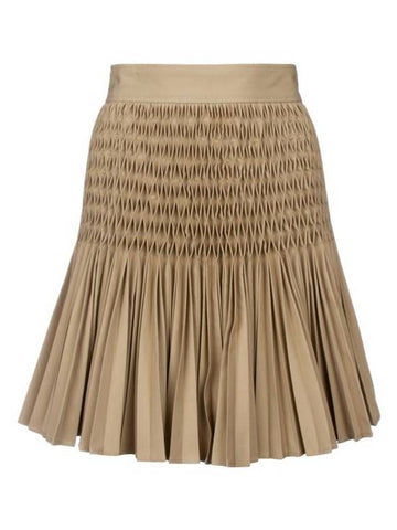 Cotton Pleated Skirt Beige - DIOR - BALAAN 1