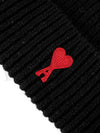 Unisex Small Heart Logo Beanie Black BFUHA 10601 8009 - AMI - BALAAN 5