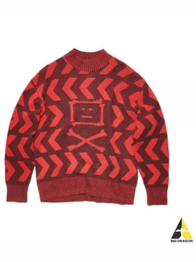 Keith Cross Bones Face Relaxed Crew Knit Top Red - ACNE STUDIOS - BALAAN 2