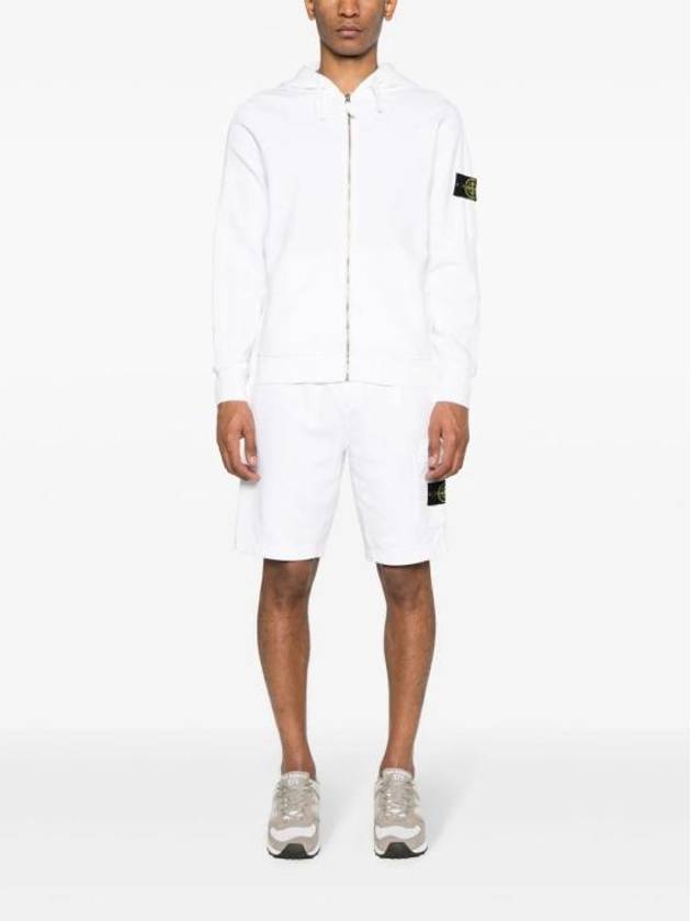 Men's Garment Dyed Malfile Zip Up Hoodie White - STONE ISLAND - BALAAN 3