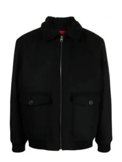 Teddy Collar Regular Fit Bomber Jacket Black - HUGO BOSS - BALAAN 2