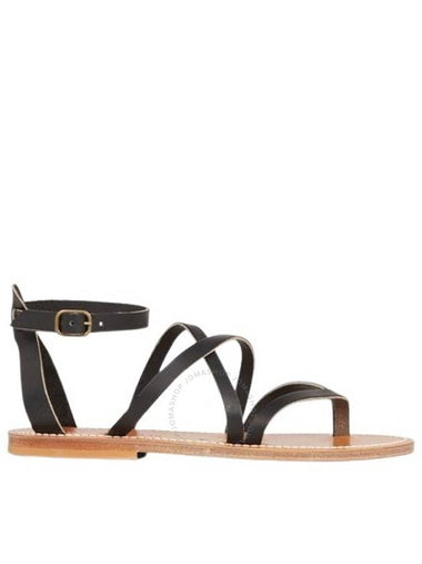 K Jacques Ladies Epicure Pul Noir Flat Leather Sandals Brand Size 37 US Size 6 - K.JACQUES - BALAAN 1