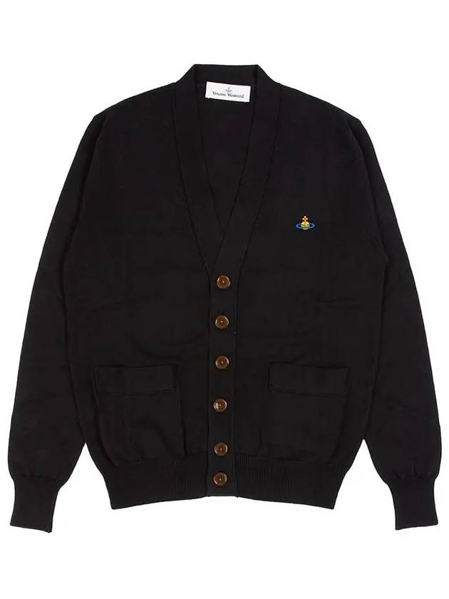 ORB Embroidery Logo V Neck Cardigan Black - VIVIENNE WESTWOOD - BALAAN 8