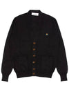 ORB Embroidery Logo V Neck Cardigan Black - VIVIENNE WESTWOOD - BALAAN 8