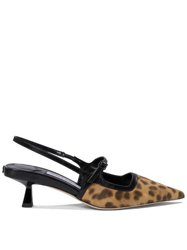 'Didi' Brown Slingback Pumps With Leopard Motif And Sculpted Heel In Leather Woman - JIMMY CHOO - BALAAN 1