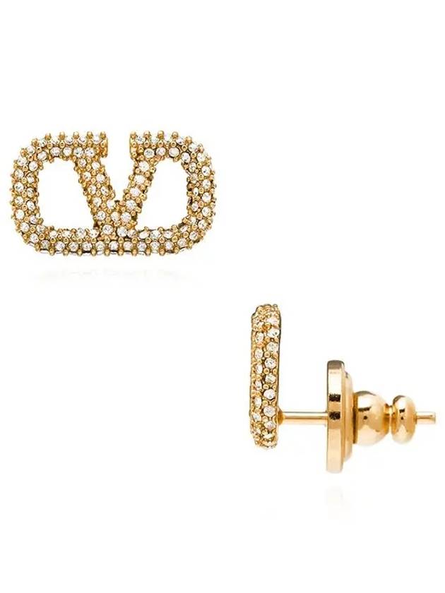 V Logo Signature Embellished Earrings Gold - VALENTINO - BALAAN 4