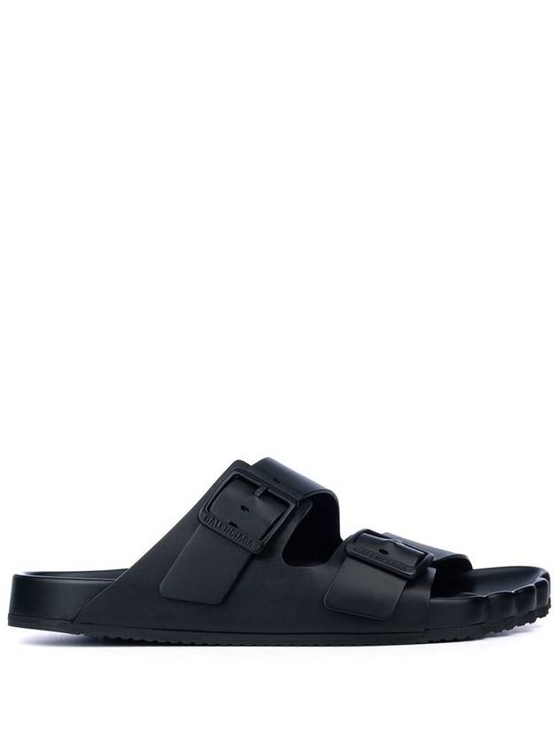 Sunday Double Buckle Leather Slippers Black - BALENCIAGA - BALAAN 2