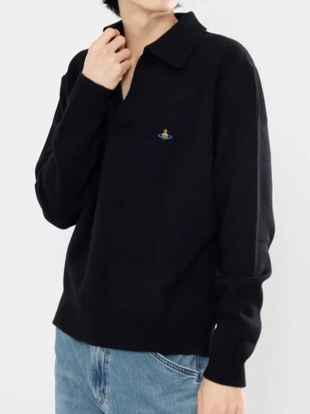 Football Polo Wool Knit Top Black - VIVIENNE WESTWOOD - BALAAN 2