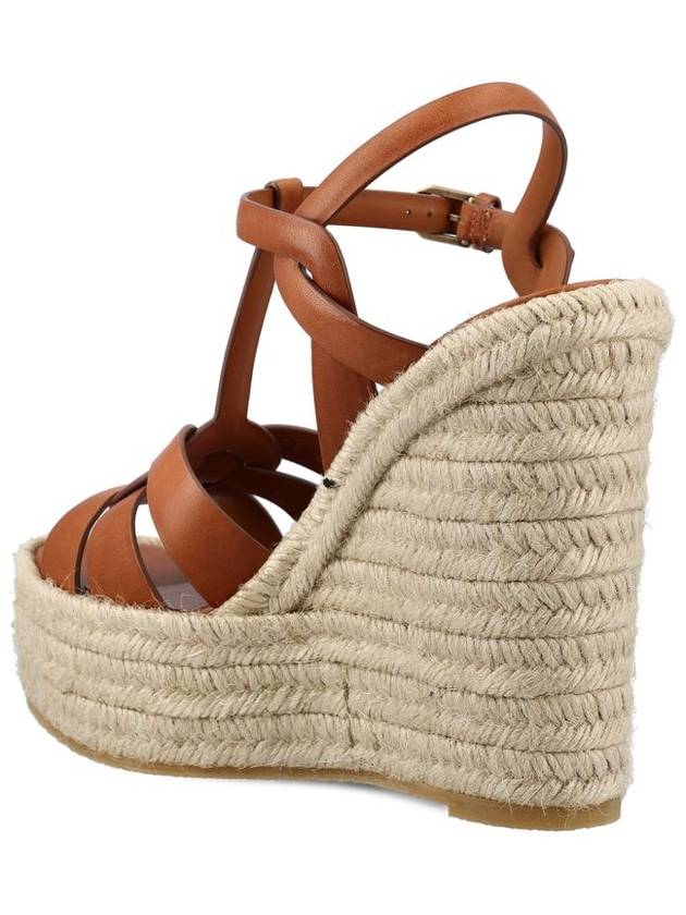 Tribute Espadrille Wedge Heel Brown - SAINT LAURENT - BALAAN 4