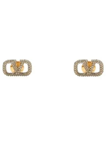 Crystal V Logo Signature Earrings Gold - VALENTINO - BALAAN 2