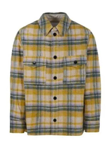 Homme Check Wool Over Shirt Yellow 23PVE0053HA A1D21H - ISABEL MARANT - BALAAN 1