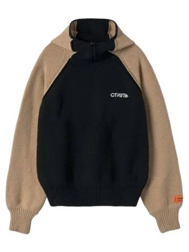 Heron Preston reverse knit hood beige black t shirt hoodie - HERON PRESTON - BALAAN 1