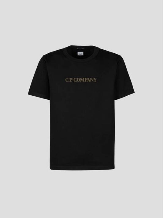 Embroidered Logo Crew Neck Cotton Short Sleeve T-Shirt Black - CP COMPANY - BALAAN 2