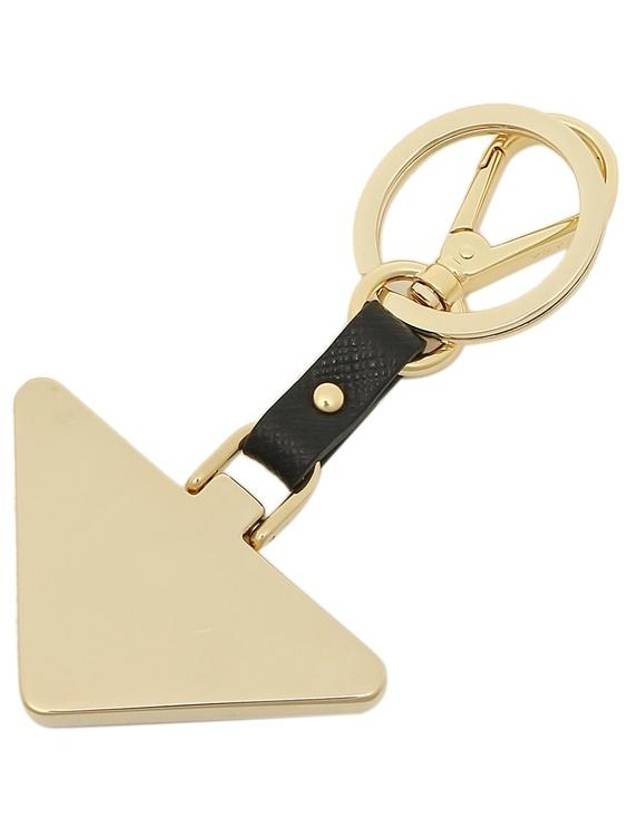 Saffiano Leather Triangle Logo Key Holder Black - PRADA - BALAAN 5