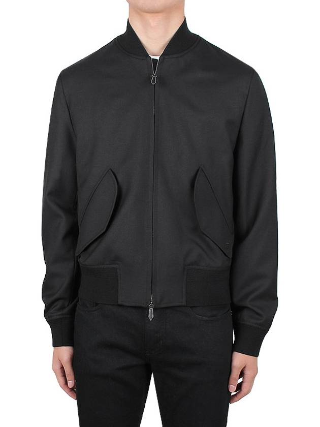 Men's Zip-up Wool Bomber Jacket Black - BURBERRY - BALAAN 3