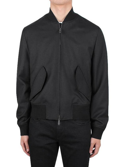 Zip-Up Wool Bomber Jacket Black - BURBERRY - BALAAN 2