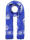 Skull Print Silk Scarf Blue - ALEXANDER MCQUEEN - BALAAN 1