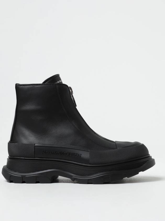 Alexander McQueen Zip Tread Slick leather ankle boots - ALEXANDER MCQUEEN - BALAAN 1